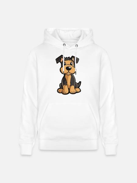 Airedale Terrier Hund Comic Niedlich - Stanley/Stella Unisex Bio-Hoodie CRUISER  - Weiß