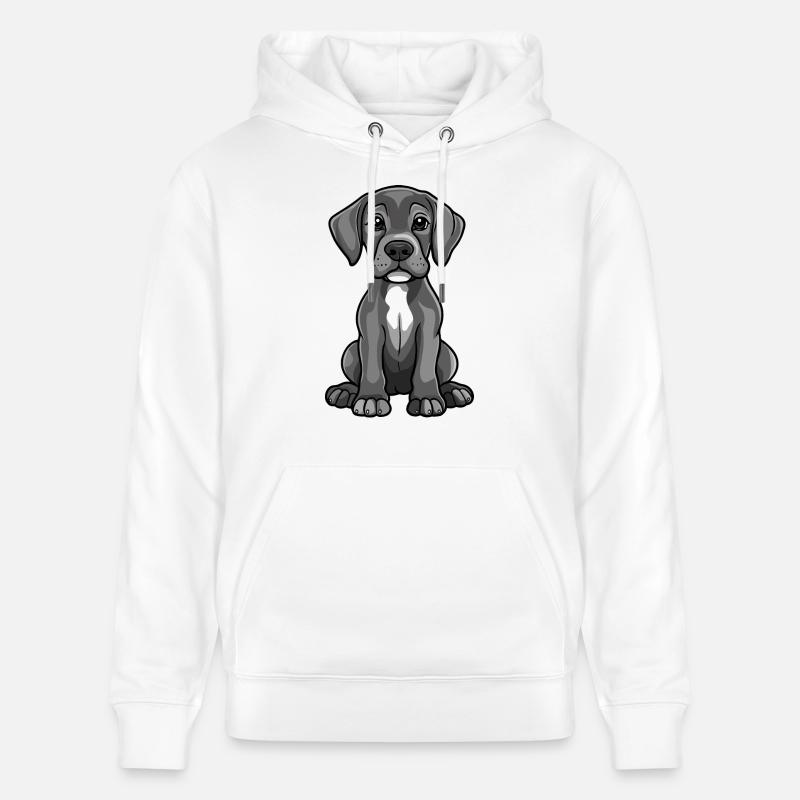 Great Dane Hund Comic Niedlich - Stanley/Stella Unisex Bio-Hoodie CRUISER  - Weiß