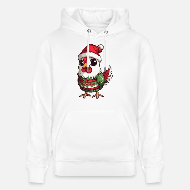 Coq Noël Bande dessinée - Sweat à capuche bio CRUISER Stanley/Stella Unisexe - blanc