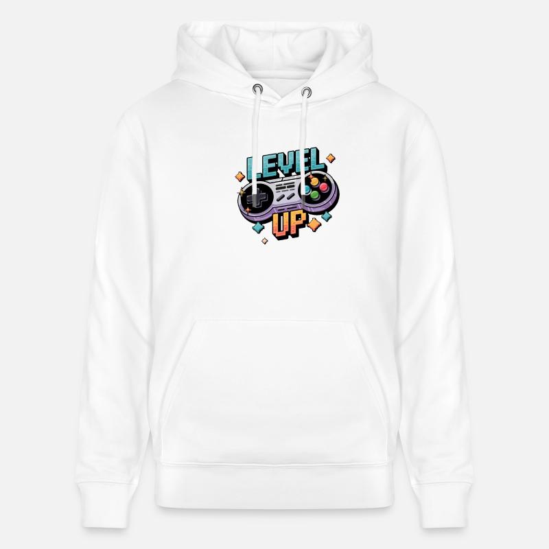 Level Up - Manette de jeu - Sweat à capuche bio CRUISER Stanley/Stella Unisexe - blanc