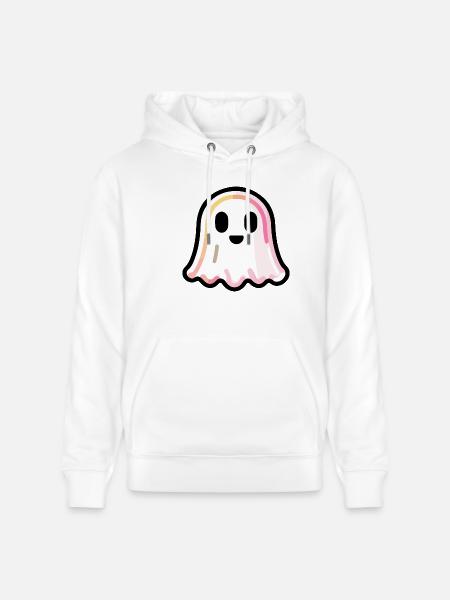 Ghost Halloween Funny Cute - Stanley/Stella CRUISER Unisex Organic Hoodie - white
