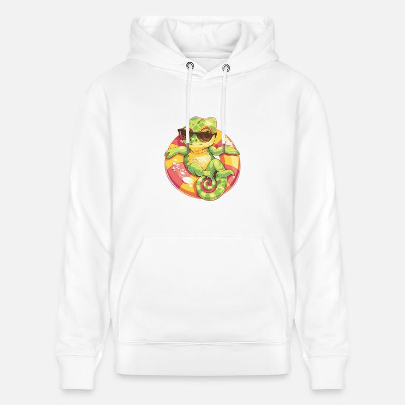 Caméléon Bande Dessinée Cool - Sweat à capuche bio CRUISER Stanley/Stella Unisexe - blanc