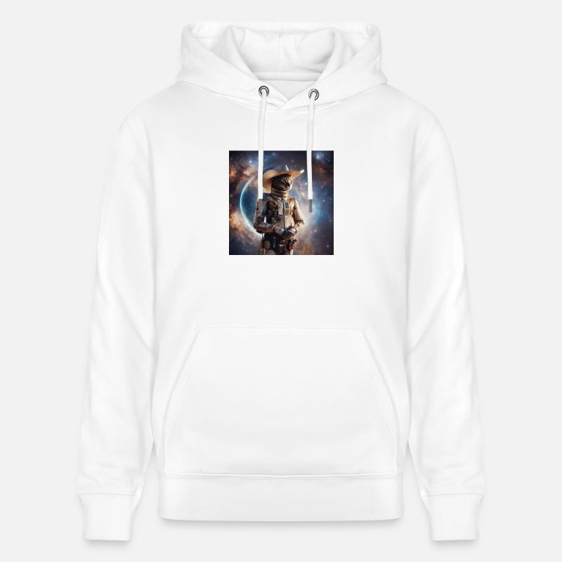 Chat de l’espace - Sweat à capuche bio CRUISER Stanley/Stella Unisexe - blanc