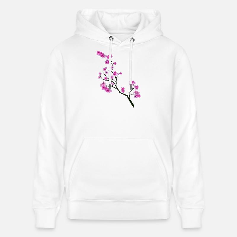 Branche de fleur de style printanier - Sweat à capuche bio CRUISER Stanley/Stella Unisexe - blanc