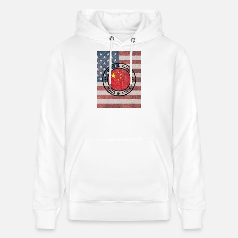 Drapeau américain avec sceau chinois - Sweat à capuche bio CRUISER Stanley/Stella Unisexe - blanc