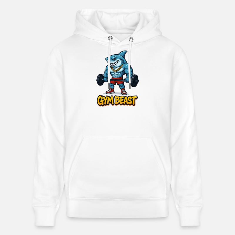 Muscles de requin, bodybuilder comique - Sweat à capuche bio CRUISER Stanley/Stella Unisexe - blanc