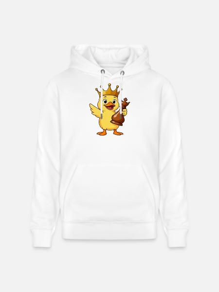 Funny Duck Chess Player King Queen Cartoon - Stanley/Stella CRUISER Unisex Organic Hoodie - white