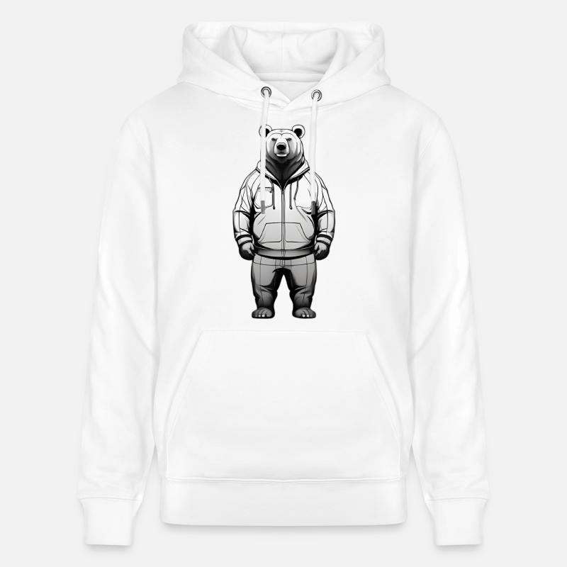 Graphique de sweat à capuche Ours - Sweat à capuche bio CRUISER Stanley/Stella Unisexe - blanc