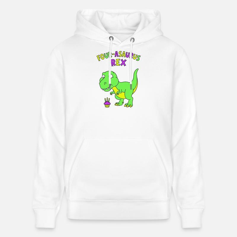 4e anniversaire du Quatre-Asaurus Rex - Sweat à capuche bio CRUISER Stanley/Stella Unisexe - blanc