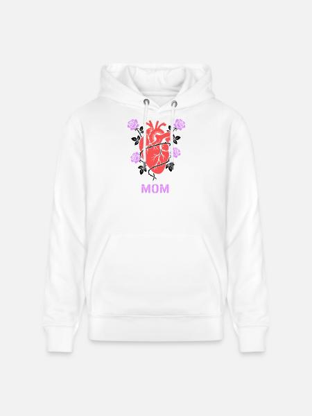 Anatomical Heart Roses Mom - Stanley/Stella CRUISER Unisex Organic Hoodie - white