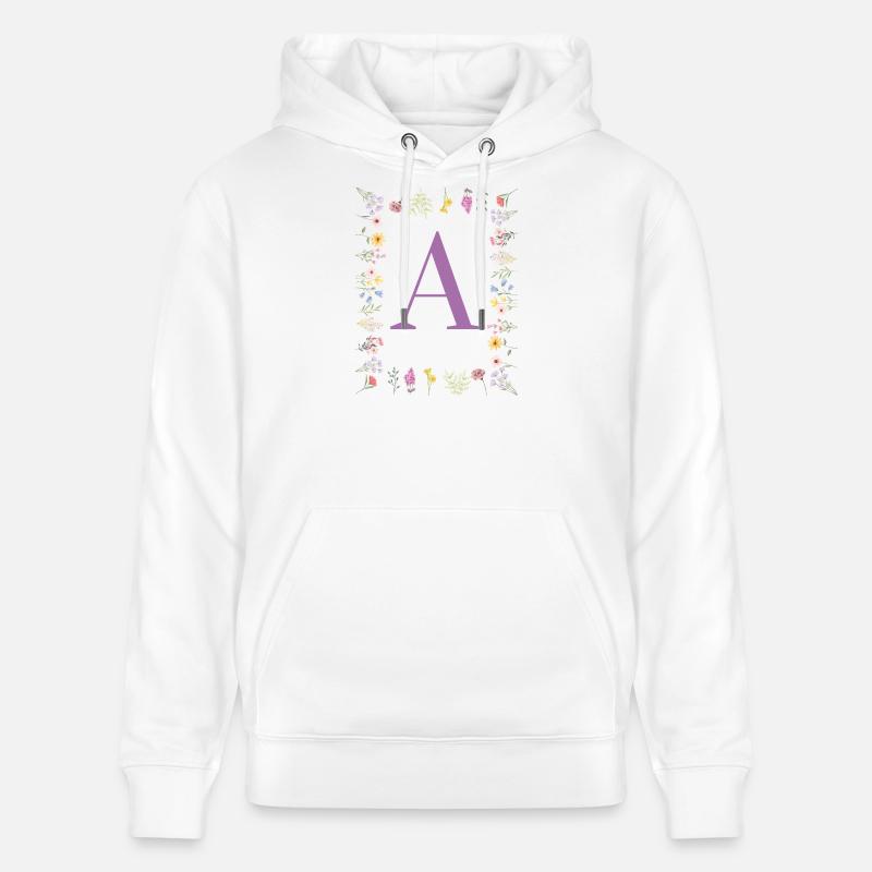 Initiale florale - Sweat à capuche bio CRUISER Stanley/Stella Unisexe - blanc