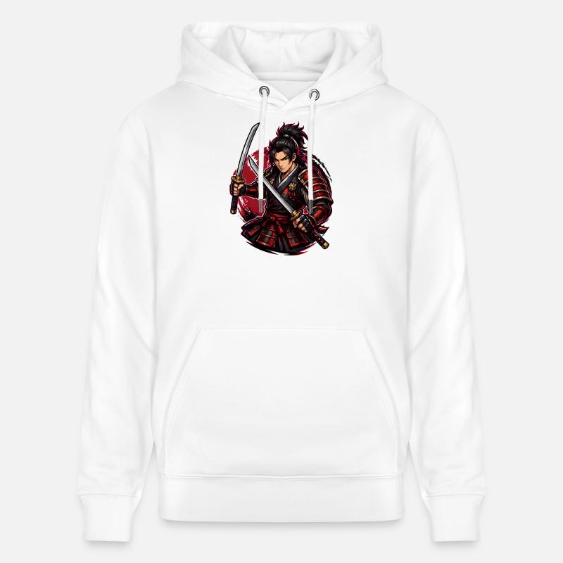 Combattant Samouraï dans Red Swirl - Sweat à capuche bio CRUISER Stanley/Stella Unisexe - blanc