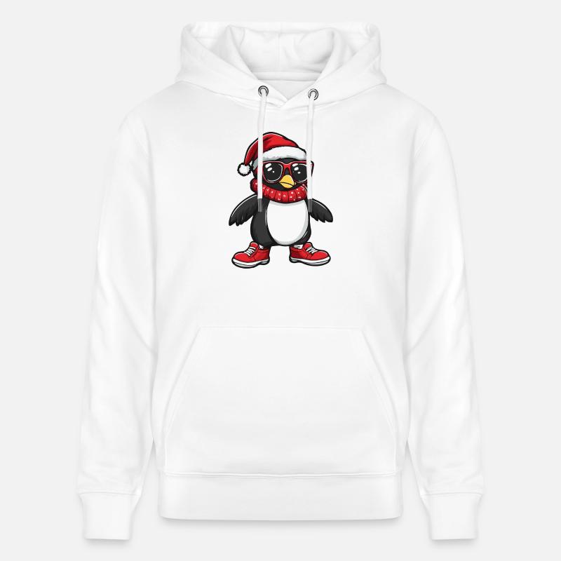 Pingouin Noël Cool Noël - Sweat à capuche bio CRUISER Stanley/Stella Unisexe - blanc