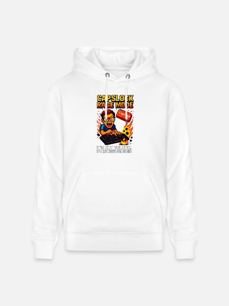 Capslock Rage Mode - Stanley/Stella CRUISER Unisex Organic Hoodie - white