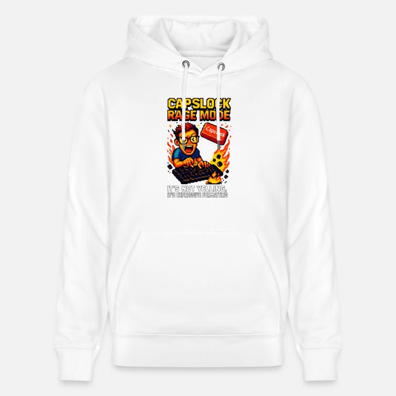 Capslock Rage Mode – Wütender Pixel-Nerd - Stanley/Stella Unisex Bio-Hoodie CRUISER  - Weiß