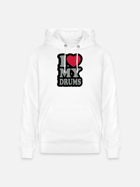I love my drums - Stanley/Stella CRUISER Unisex Organic Hoodie - white