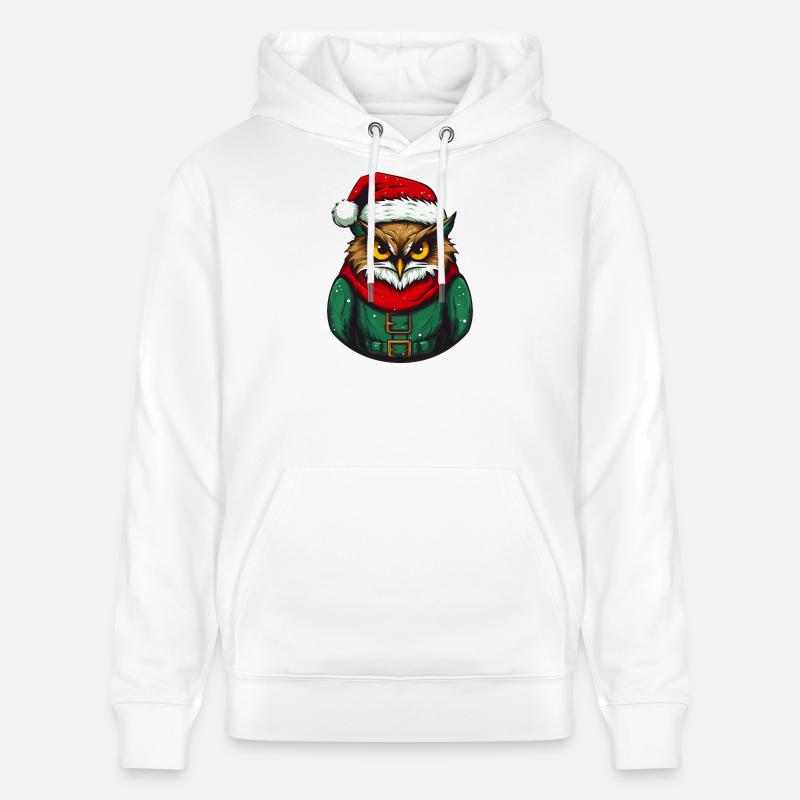 Weihnachtseule im Grünpullover - Stanley/Stella Unisex Bio-Hoodie CRUISER  - Weiß