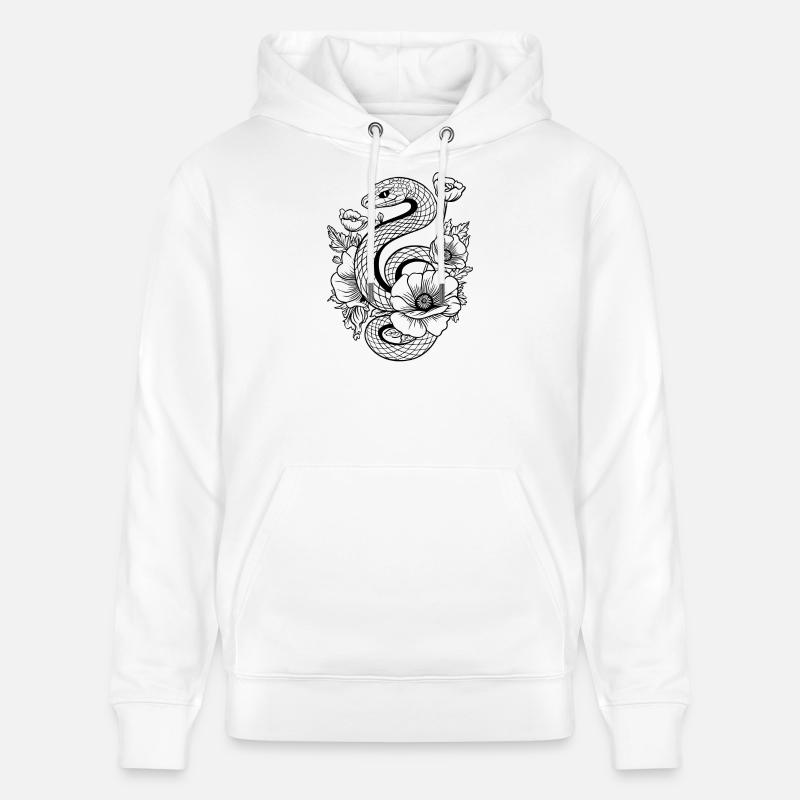 Serpent avec des coquelicots à colorier soi-même - Sweat à capuche bio CRUISER Stanley/Stella Unisexe - blanc