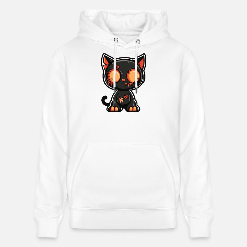 Chat Halloween Bande dessinée drôle - Sweat à capuche bio CRUISER Stanley/Stella Unisexe - blanc