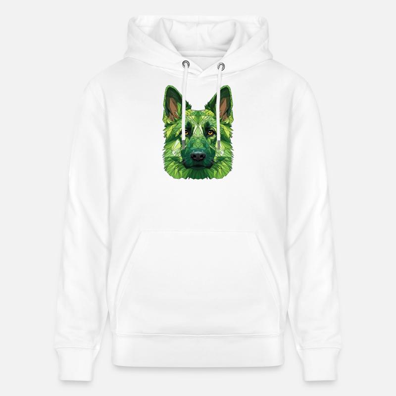 Loup polygonal vert - Sweat à capuche bio CRUISER Stanley/Stella Unisexe - blanc