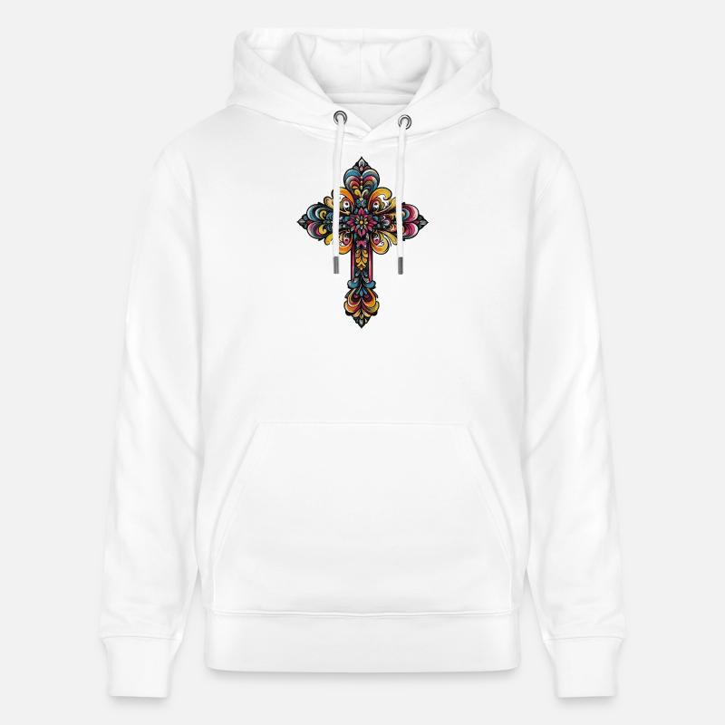 Symbole de la croix - Sweat à capuche bio CRUISER Stanley/Stella Unisexe - blanc