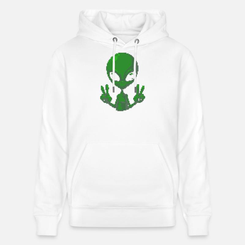 Pixel Alien Friedenszeichen-Tee - Stanley/Stella Unisex Bio-Hoodie CRUISER  - Weiß