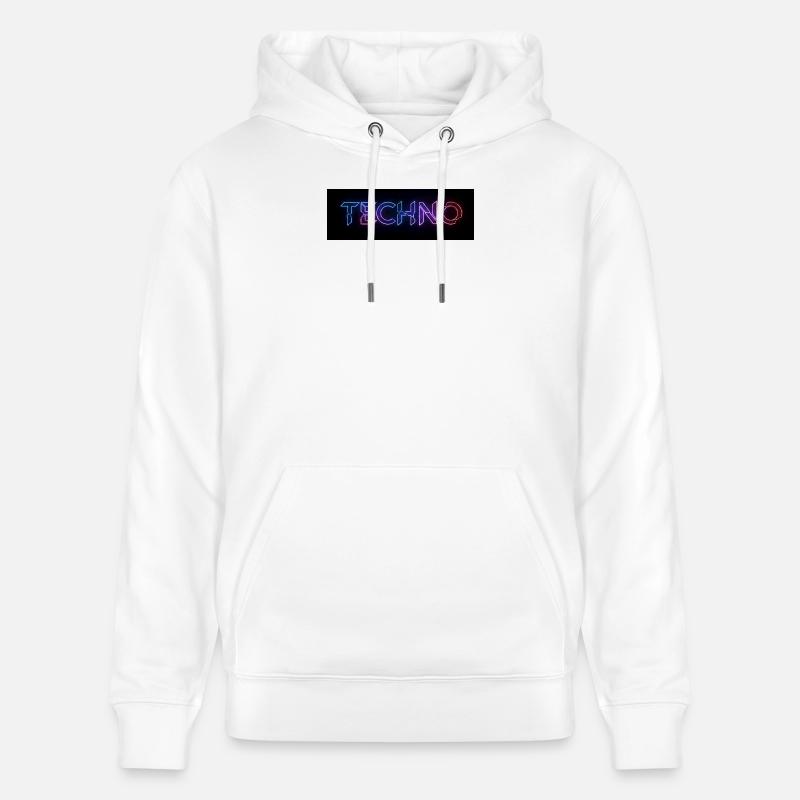 Texte de bug techno néon - Sweat à capuche bio CRUISER Stanley/Stella Unisexe - blanc