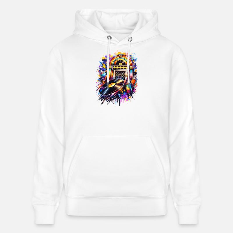 Bunte Jukebox im Graffiti-Style mit Schallplatte - Stanley/Stella Unisex Bio-Hoodie CRUISER  - Weiß