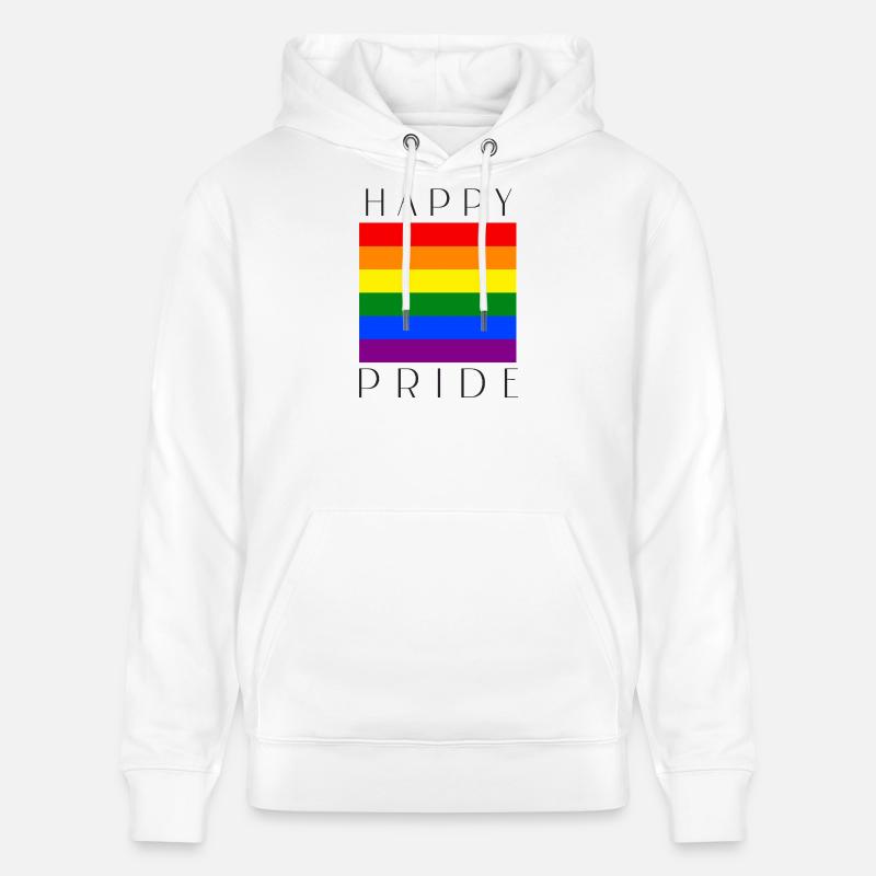 FIERTÉ HEUREUSE Rainbow LGBTQIA+ - Sweat à capuche bio CRUISER Stanley/Stella Unisexe - blanc