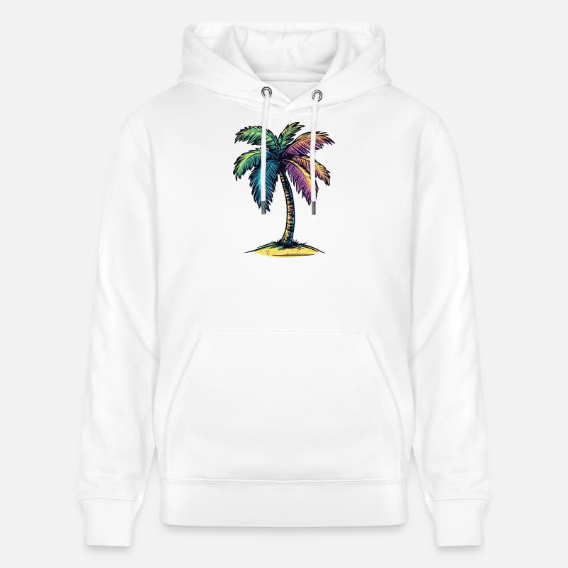 Symbole coloré de l’île Palm Tree - Sweat à capuche bio CRUISER Stanley/Stella Unisexe - blanc
