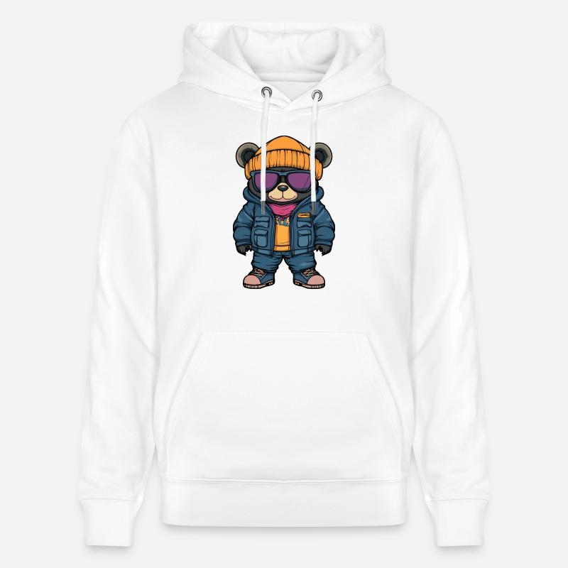 Bär Winter Comic - Stanley/Stella Unisex Bio-Hoodie CRUISER  - Weiß