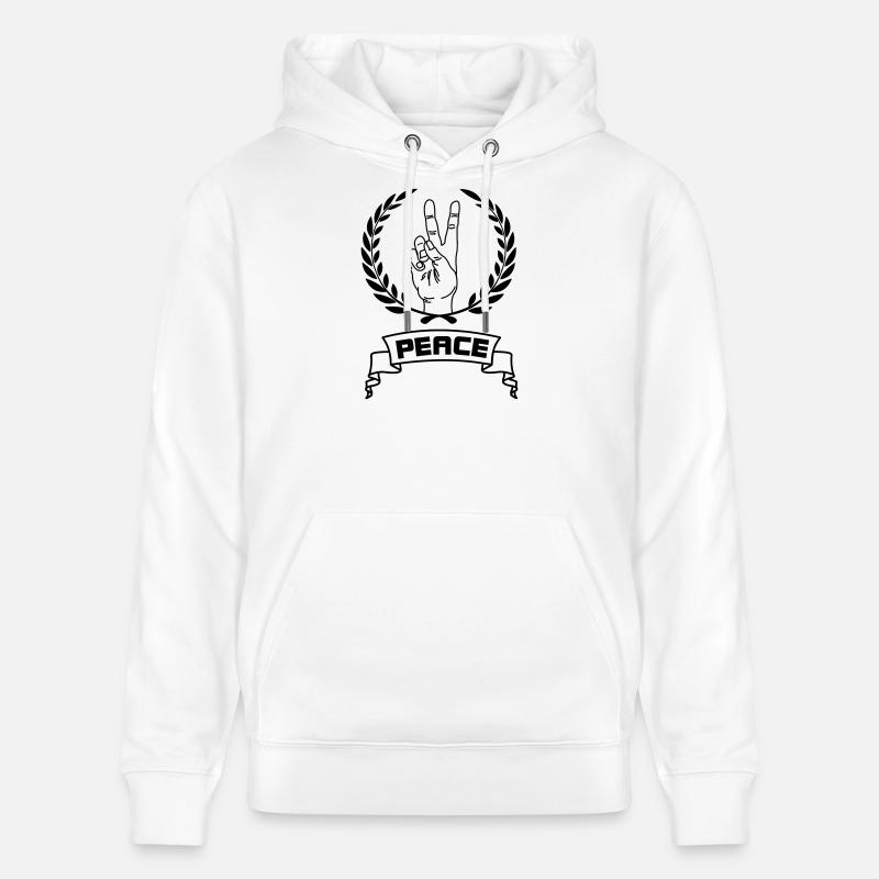 Geste de la main paix - Sweat à capuche bio CRUISER Stanley/Stella Unisexe - blanc