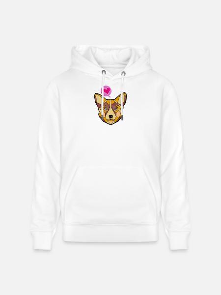 Geometric Dog with Heart - Stanley/Stella CRUISER Unisex Organic Hoodie - white