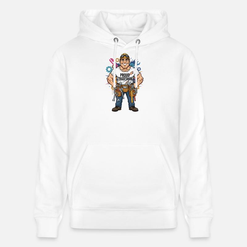 Stolzer Handwerker Comicstil Handwerk Beruf Design - Stanley/Stella Unisex Bio-Hoodie CRUISER  - Weiß