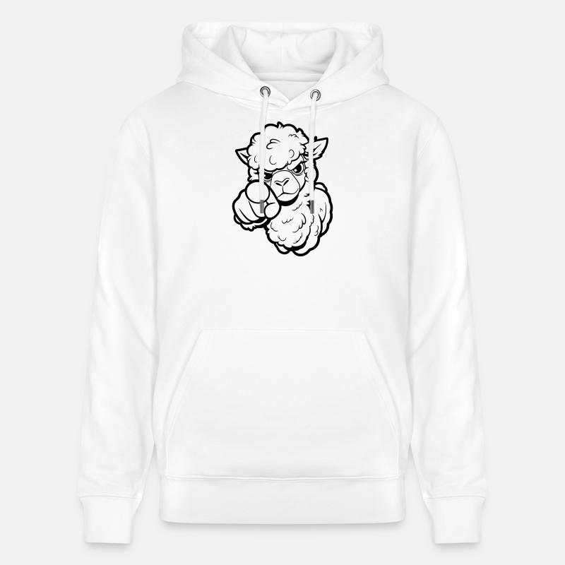 Alpaga coquin te pointe du doigt - Sweat à capuche bio CRUISER Stanley/Stella Unisexe - blanc