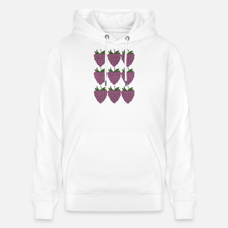 raspberry pattern textile - Stanley/Stella CRUISER Unisex Organic Hoodie - white