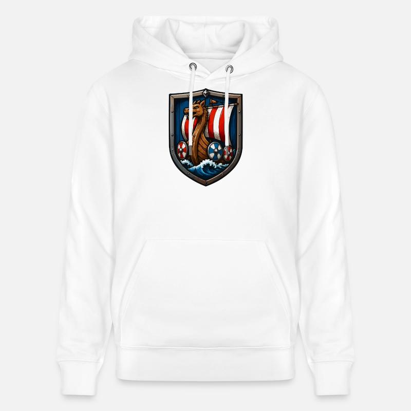 Wikinger Drachenboot Schild - Stanley/Stella Unisex Bio-Hoodie CRUISER  - Weiß