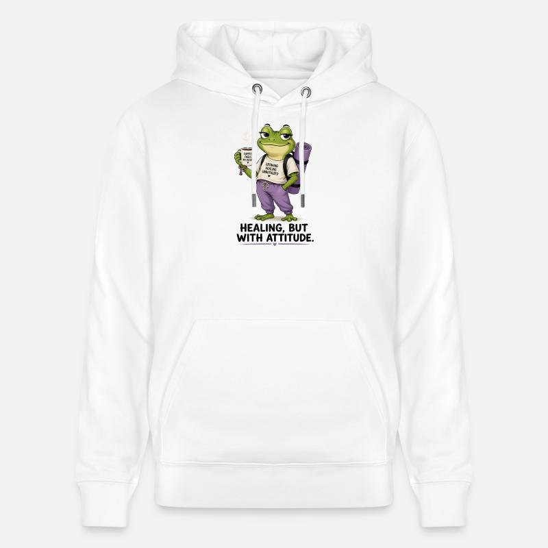 Attitude de guérison Grenouille Tee - Sweat à capuche bio CRUISER Stanley/Stella Unisexe - blanc