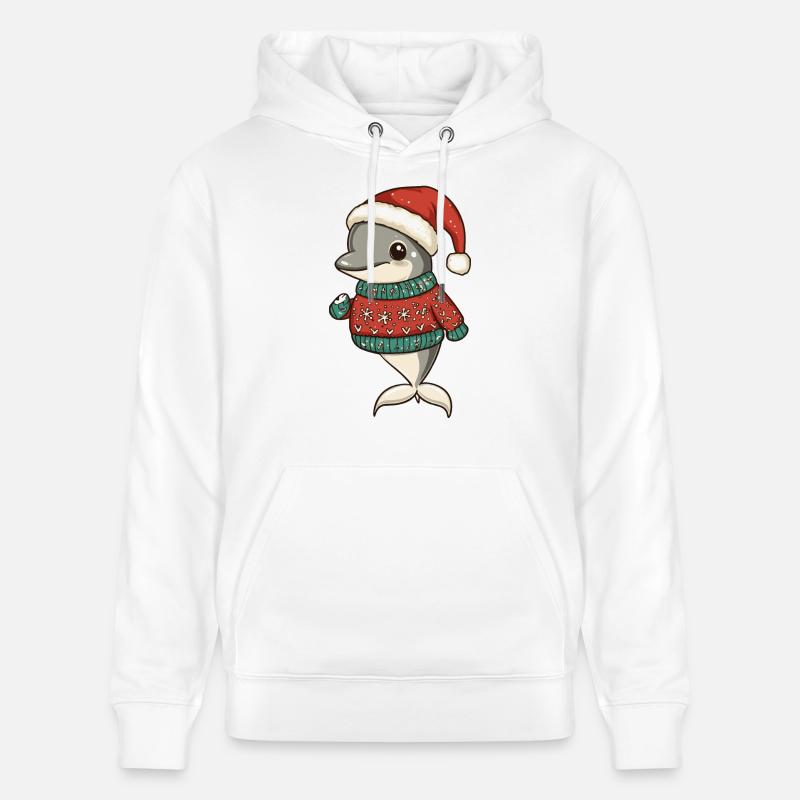 Delfin Weihnachten Comic - Stanley/Stella Unisex Bio-Hoodie CRUISER - Weiß