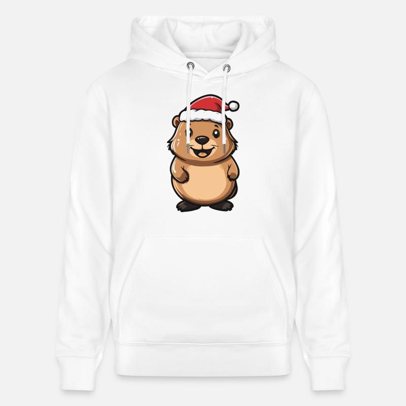 Castor Noël Noël - Sweat à capuche bio CRUISER Stanley/Stella Unisexe - blanc