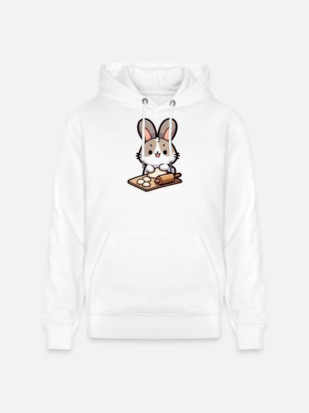 Bunny Baker: The Dough Delighter - Stanley/Stella CRUISER Unisex Organic Hoodie - white