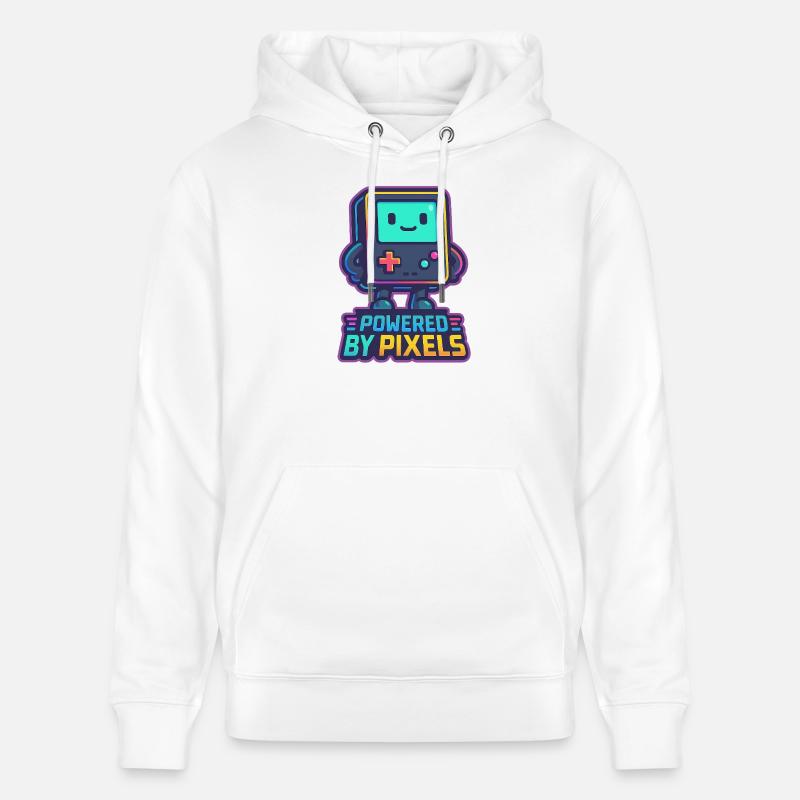 Bot pixelisé avec message renforcé - Sweat à capuche bio CRUISER Stanley/Stella Unisexe - blanc