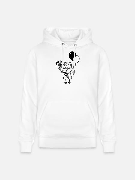 School enrollment girl with school cone - Stanley/Stella CRUISER Unisex Organic Hoodie - white
