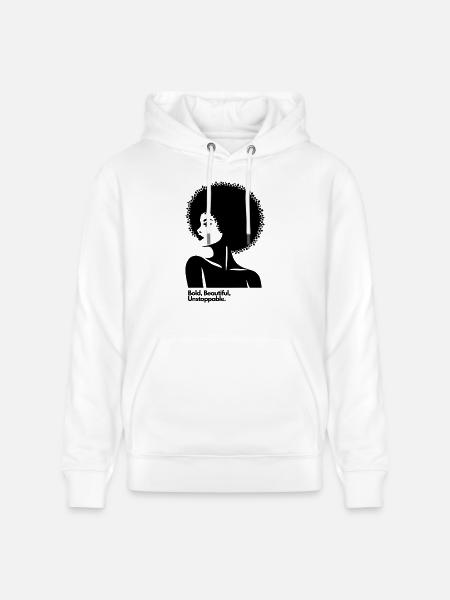 Afro Queen Silhouette - Stanley/Stella CRUISER Unisex Organic Hoodie - white