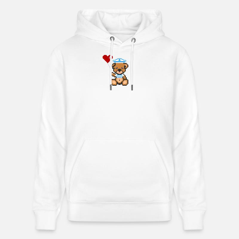 Pixel MiniBear Navy - Sweat à capuche bio CRUISER Stanley/Stella Unisexe - blanc