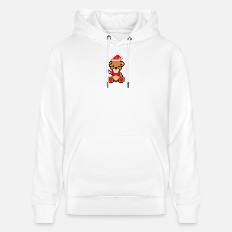 Pixel MiniBear Xmas - Sweat à capuche bio CRUISER Stanley/Stella Unisexe - blanc