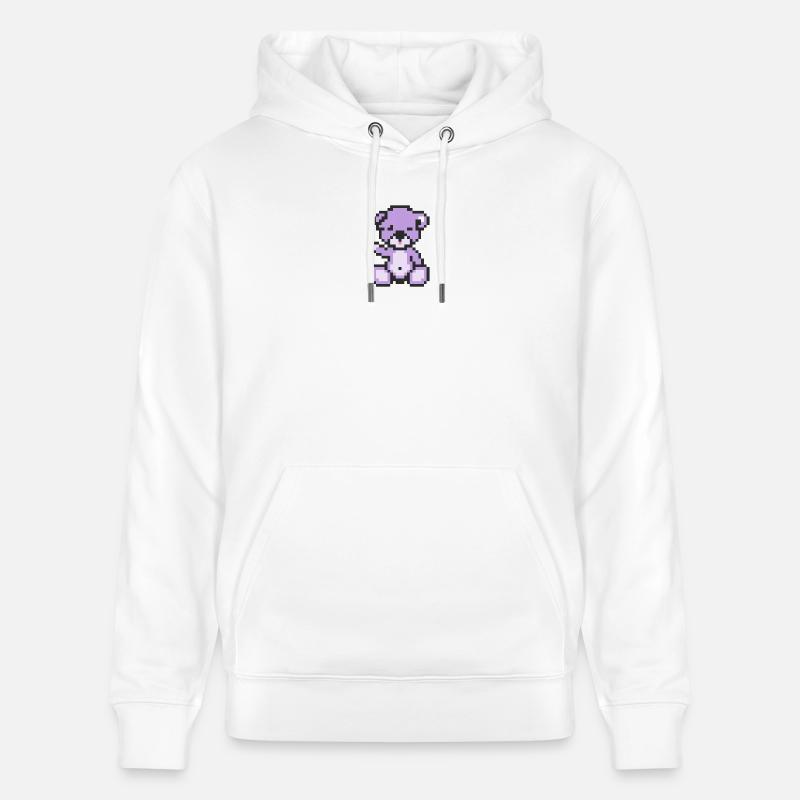 Pixel MiniBear Pastel Purple - Sweat à capuche bio CRUISER Stanley/Stella Unisexe - blanc