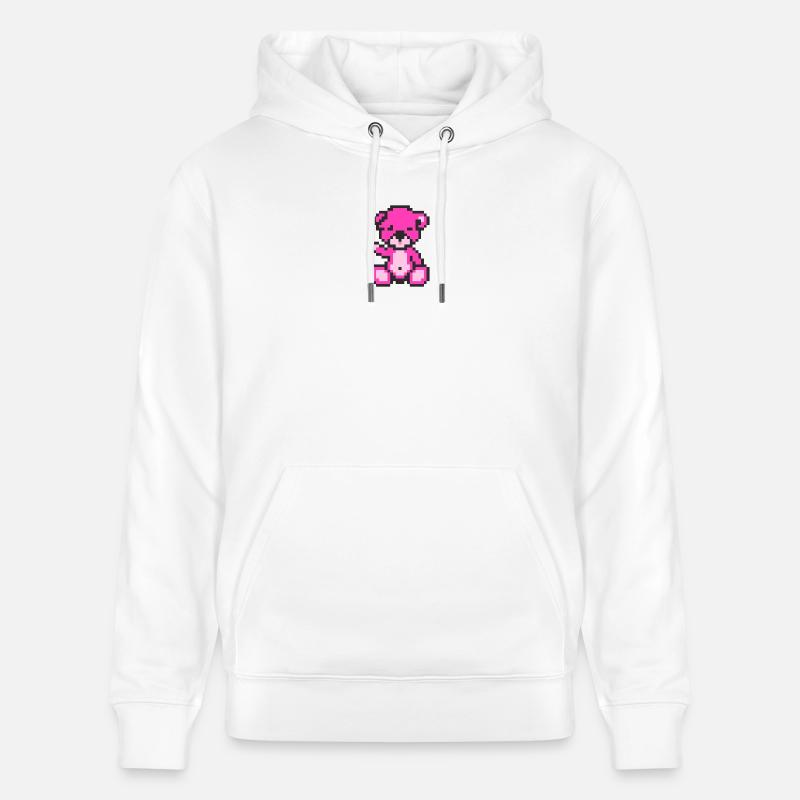 Pixel MiniBear Neon Magenta - Sweat à capuche bio CRUISER Stanley/Stella Unisexe - blanc