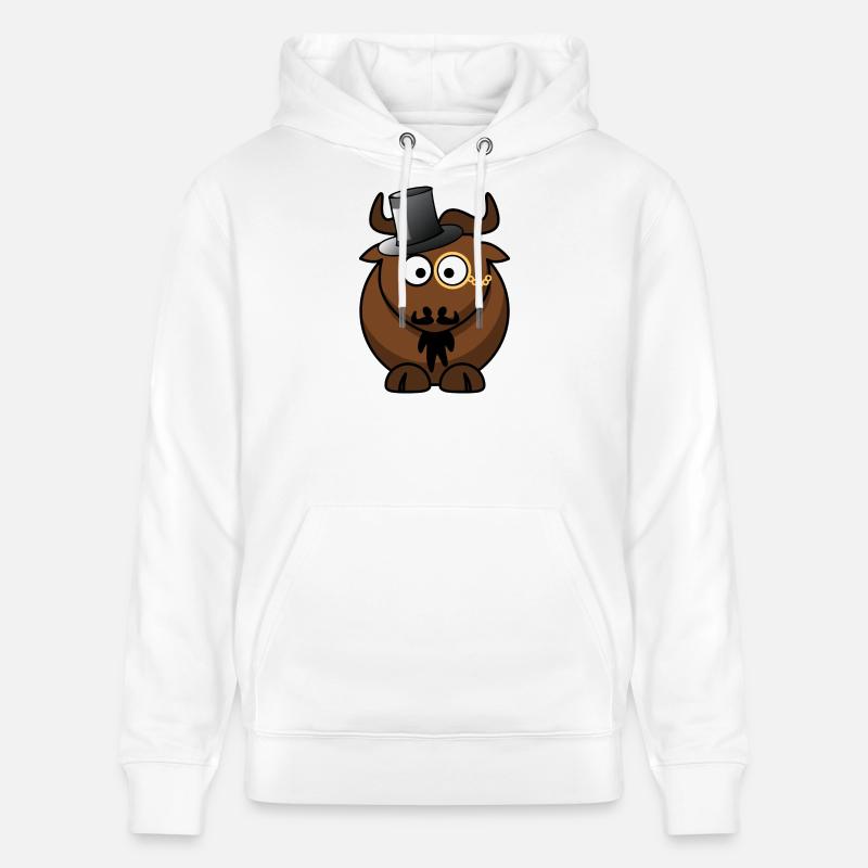 Caricature de buffle avec monocle - Sweat à capuche bio CRUISER Stanley/Stella Unisexe - blanc