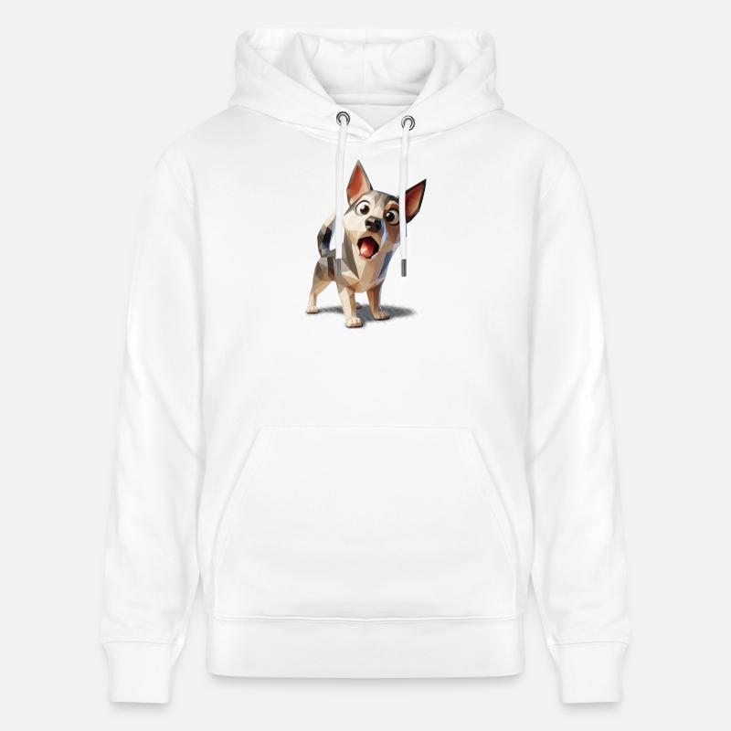 Chiot chien surpris lowpoly - Sweat à capuche bio CRUISER Stanley/Stella Unisexe - blanc